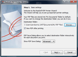 ReaSoft PDF Printer wizard